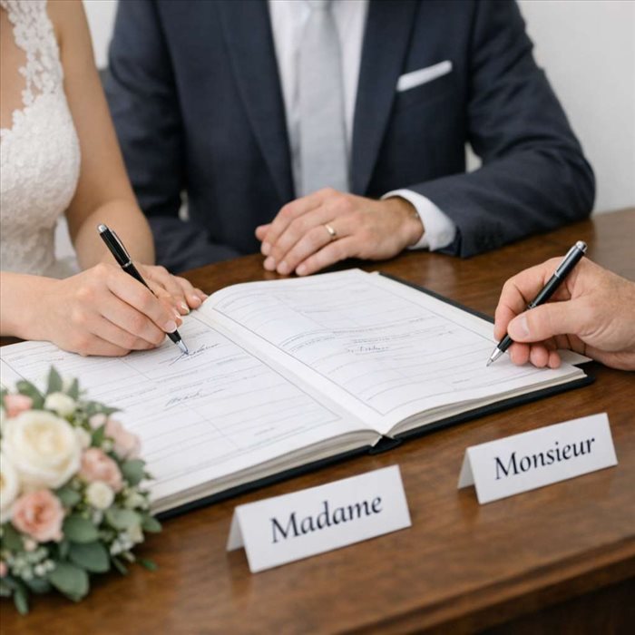 Qui signe les registres lors d’un mariage civil ?