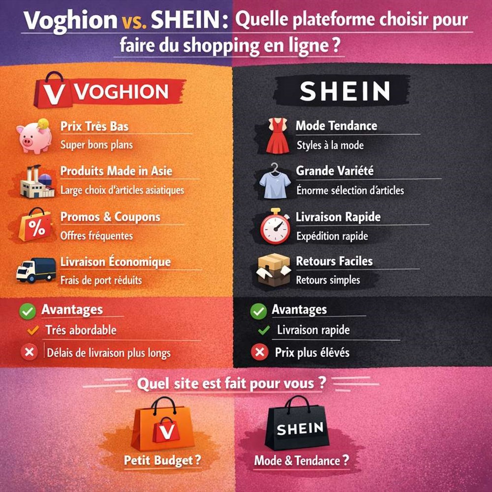 ?Voghion vs. SHEIN : quelle plateforme choisir pour faire du shopping en ligne ?
