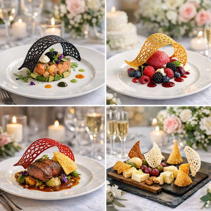 L'utilisation des moules à tuiles pour décorer ses plats lors d'un mariage