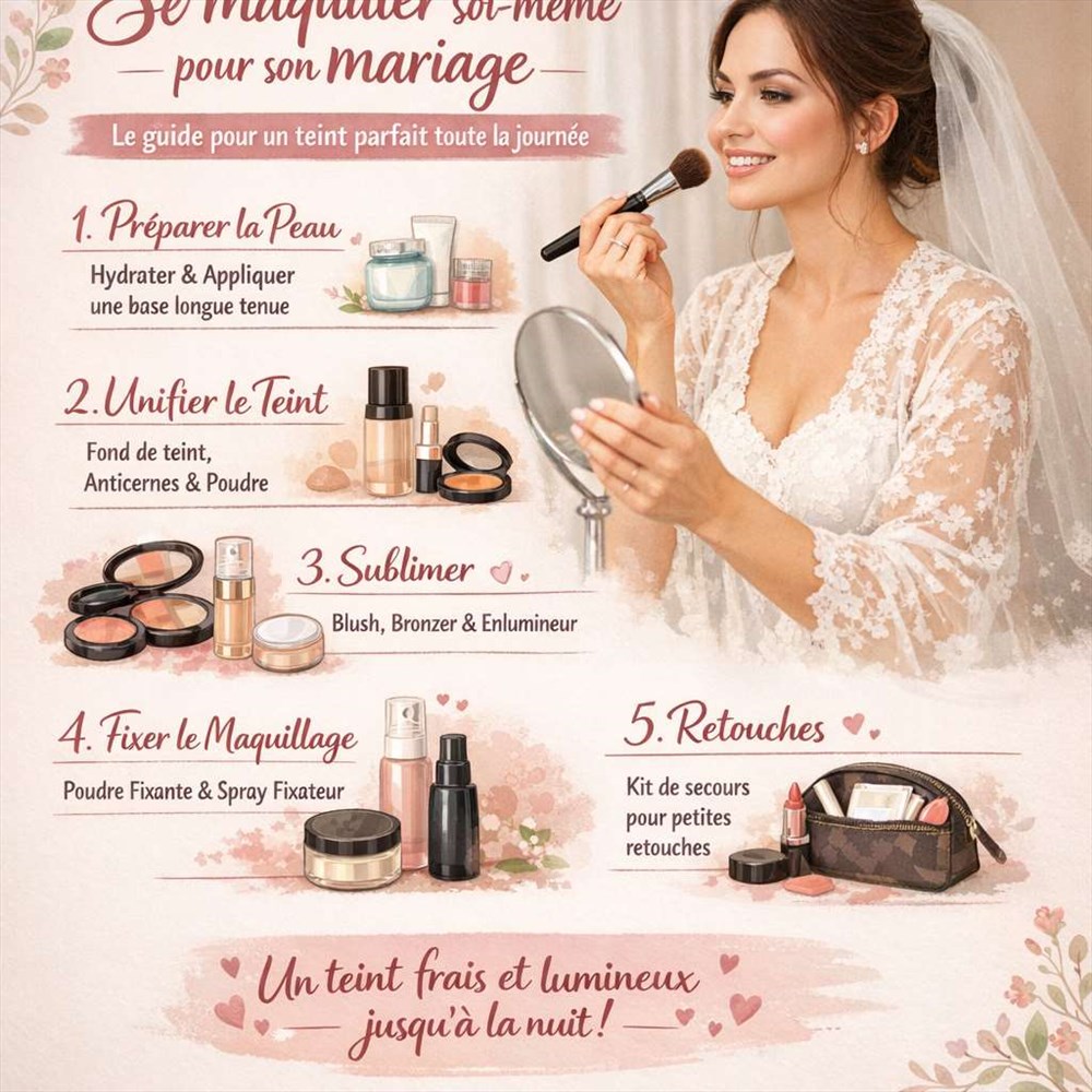 Se maquiller soi-même pour son mariage : le guide pour un teint parfait toute la journée